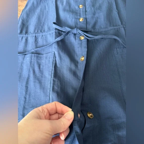 Navy Sleeveless Button-Front Midi Dress - Picture 7 of 10